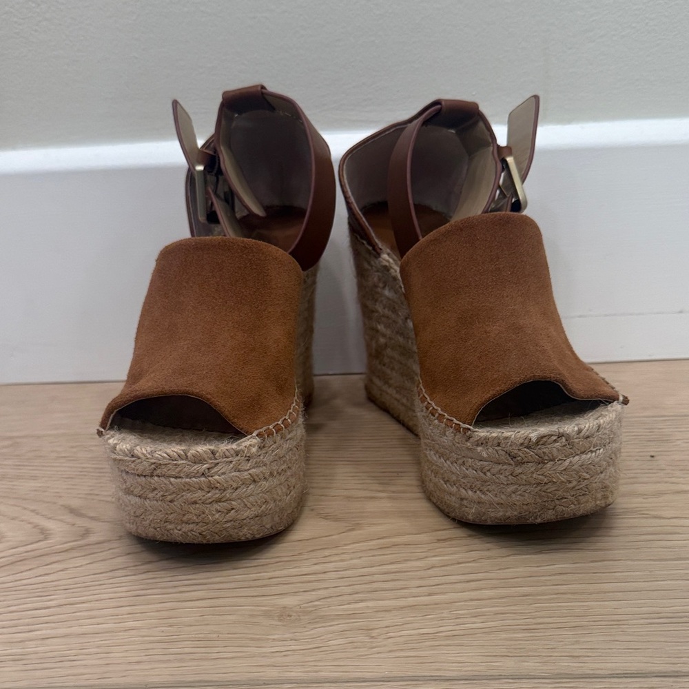 Marc Fisher Tan Suede Wedge Sandals
